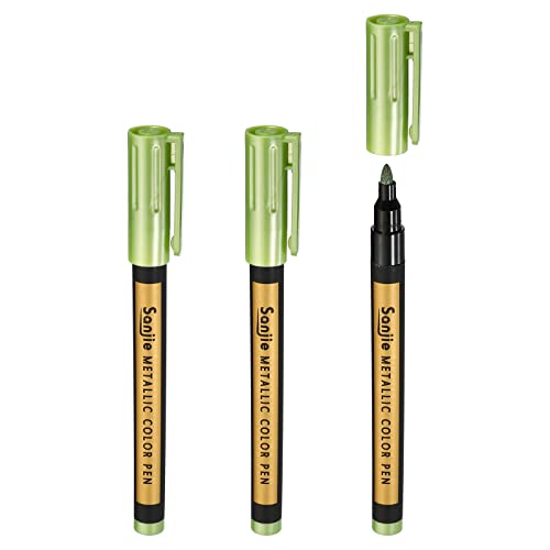 PATIKIL Metallic Marker Pens, 3 Pack Paint Pens Medium Point Colored Markers Art Marker Pen for DIY Craft Photo Album, Grass Green - color: Grass Green