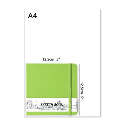 5" x 5" Hardcover Sketch Book,58 Sheets Small Mixed Media Pocket Sketch Pad | PU Cover,150 GSM Acid Free Artist Drawing Paper,Travel Journal Blank Notebook for Adults Sketching,Illustration.Hami Melon - color: 150gsm PU-hami melon green
