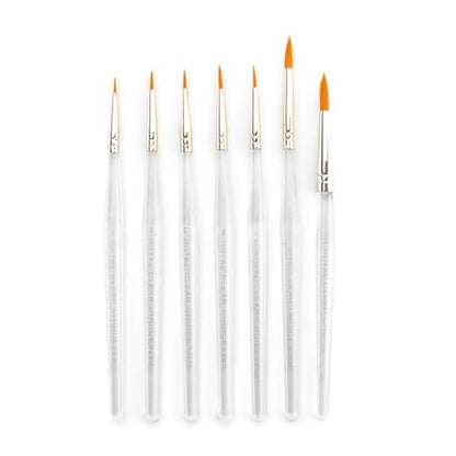 Royal & Langnickel RSET-9158 Royal Zip N' Close Gold Taklon Clear Acrylic Handle Detail Brush Set, 10.5 x 3.9 x 0.5, Multicolor, 7-Piece