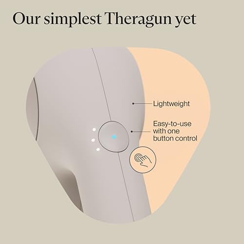 TheraGun Relief by Therabody - Easy-to-Use, Comfortable & Light Handheld Percussion Massage Gun for Everyday Pain Relief Massage Therapy in Neck, Back, Leg, Shoulder and Body (Sand) | Quiet Handheld Percussion Muscle Massager for Back, Leg & Shoulder Pain