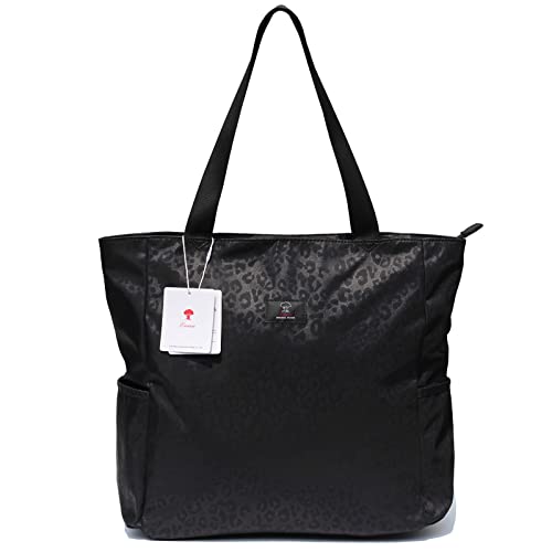 ESVAN Original Floral Water Resistant Large Tote Bag Shoulder Bag for Gym Beach Travel Daily Bags Upgraded - color: [A] Black