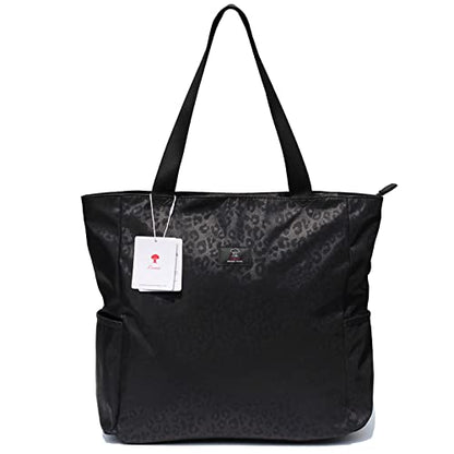 ESVAN Original Floral Water Resistant Large Tote Bag Shoulder Bag for Gym Beach Travel Daily Bags Upgraded - color: [A] Black