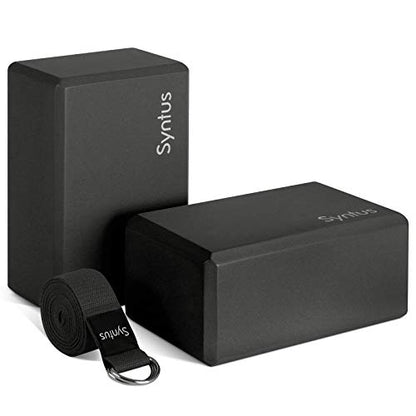 Syntus Yoga Block & Strap Set for Fitness, Pilates, Stretching and Toning - color: Black