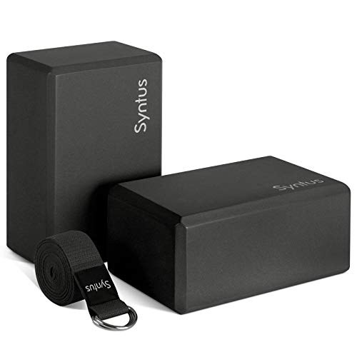 Syntus Yoga Block & Strap Set for Fitness, Pilates, Stretching and Toning - color: Black
