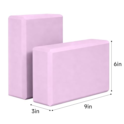 Leikefitness Yoga Blocks 2 Pack,Lightweight-High Density Eva Foam Soft Non-Slip for Yoga, Pilates, Meditation 9"×6"×3" - color: Purple