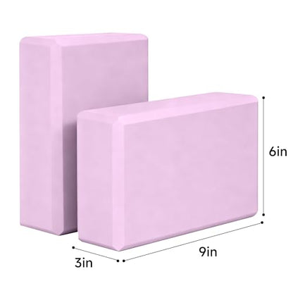 Leikefitness Yoga Blocks 2 Pack,Lightweight-High Density Eva Foam Soft Non-Slip for Yoga, Pilates, Meditation 9"×6"×3" - color: Purple