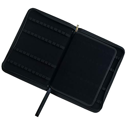 Lanxivi Fountain Pen Case Black Gray Coffee Style PU Leather 48 12 - color: Black-48 slot