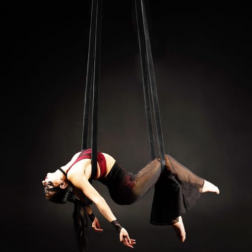 6.6ft 2m Aerial Loops Aerial Straps Ropes Aerial Acrobatics Body Loop Trapeze Circus Apparatuses Equipment Yoga Straps 1 pairs - color: Black