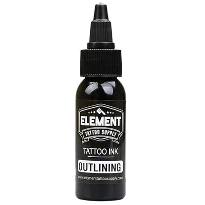 Element Tattoo Supply Black Tattoo Ink for Skin, 1oz Bottle | professional black ink for skin, smooth reliable flow, deep bold saturation, USA made, vegan formula, trusted by artists - size: 1oz