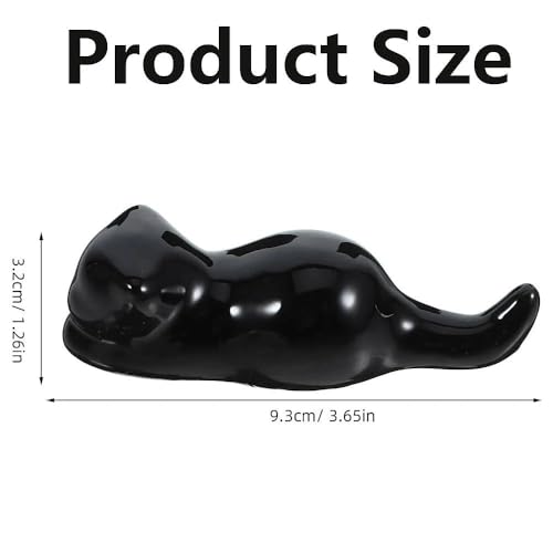 Ceramic Paint Brush Holder - 3-Piece Cat Shape Set | Multifunctional Rest Stand for Artist Brushes, Calligraphy Pens, Chopsticks & Kitchen Utensils | Black, White, Green