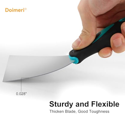 6 Pack Putty Knife, 1” 1.5” 2” 3” 4” 5” Spackle Knives, Premium Stainless Steel Paint Scraper, Perfect Tools for Repairing Drywall, Removing Wallpaper, Applying Mud Plaster