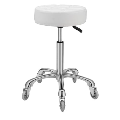 Kaleurrier Rolling Stools with Adjustable Height: Swivel Stool with Wheels - color: White