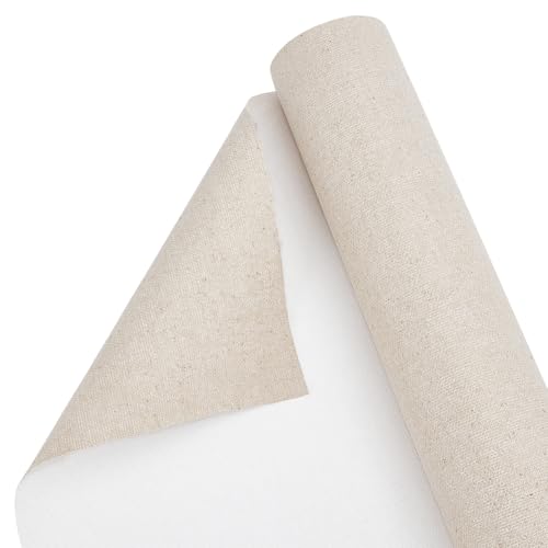 BENECREAT 5.5 Yards x 15 Inch Canvas Roll Linen, Gessoed Medium Grain Artist Canvas for Gesso Art Painting Oil Painting Backdrop Decoration, 0.5mm Thick