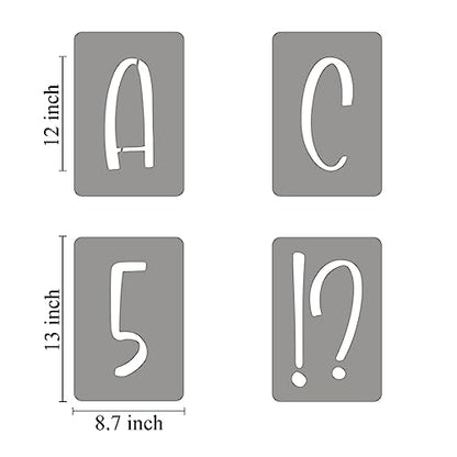 12 Inch Alphabet Letter Stencils for Painting - 42 Pack Letter and Number Stencil Templates with Signs for Painting on Wood, Reusable Letters and Numbers Stencils for Chalkboard Wood Signs & Wall Art - size: 12 Inch