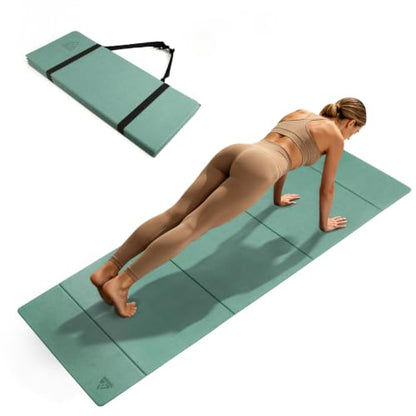 IwIeIaIrI Foldable POE Non Slip Yoga Pilates Mat– 1/4" (6mm) Thick | Foldable Lightweight with Carry Strap, Portable for Home Workout, Pilates, Travel & Gym Mat - color: Green