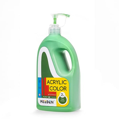 MEEDEN Green Acrylic Paint with Pump Lid, 1/2 Gallon (2L /67.6 oz.) Soft Body Non-Toxic Rich Pigment Color, Perfect for Art Class, Wall Painting, Painting Party & Creative DIY - color: Pale Green