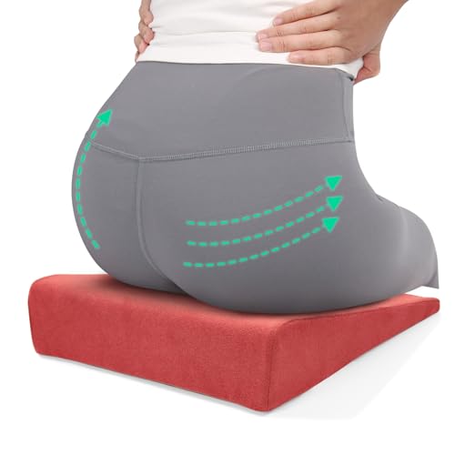 BUYUE Wedge Cushion for Butt Lift Women, Hard-Firm EVA Foam for Lift HIPS Up Fitness Training, Plank Position Mat, Non-Slip Chair Seat Pad, 15.7"x 12.5", Rose Pink - color: Rose Pink