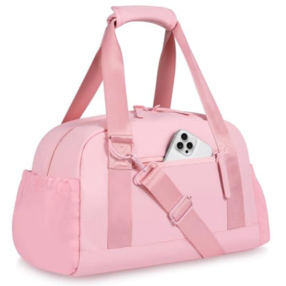 Mini Gym Bag for Women Girls Small Gym Tote Bag with Wet Compartment Waterproof Travel Duffle Bag Cute Workout Sport Bag - color: Pink-14in