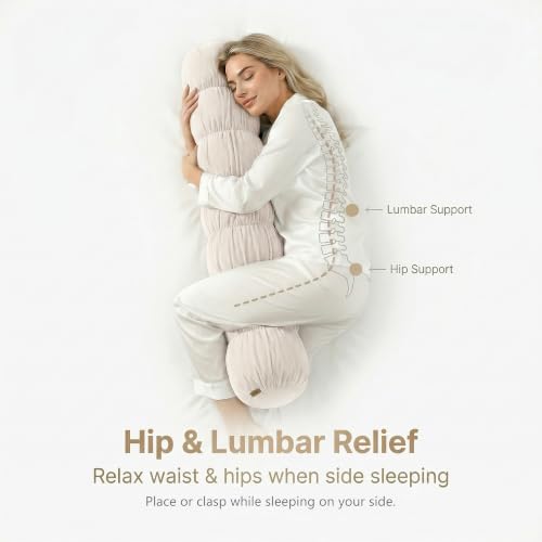 Pat. Pend. Long Body Pillow for Adults, 47 Inch, Misty White - color: Misty White, size: 47"x 7.87"