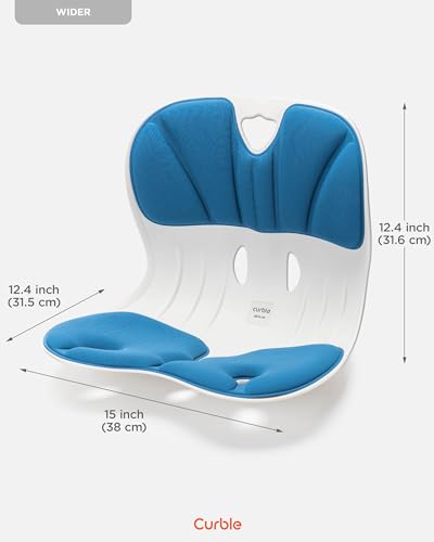 curble Wider – Ergonomic Desk Chair Seat Cushion, Everyday Passive Posture Trainer for Work from Home, Office & Car, Breathable Lumbar Support - color: Blue