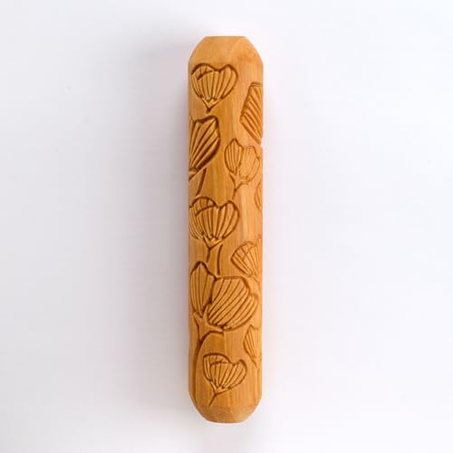 MKM Pottery Tools Wood Big Hand Rollers for Clay (BHR-157 Poppy Fields) - color: BHR-157 Poppy Fields