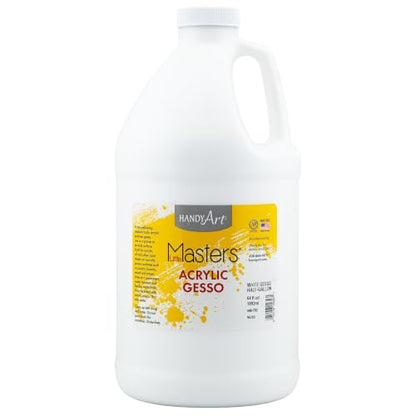 Handy Art Little Masters White Gesso, Half Gallon (64 oz) Bulk, Acrylic Primer for Canvas, Wood & More, Made in USA, AP Non-Toxic, Allergy Friendly, Prepares Surfaces for Painting - size: 64 Fl Oz (Pack of 1)