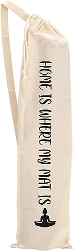 Mayatra's Organic Large Yoga Mat Tote Bag Cover -100% Cotton Lightweight,Washable Yoga Dust Bag With Adjustable Strap Unisex - color: Home