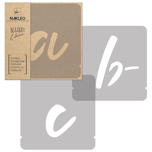 NAKLEO 42 Pcs Letters & Numbers Plastic Stencils for Crafts Reusable 2 Inch, Letter for Painting, Alphabet, Template Art, Wall, Wood, Fabric - Handwriting Small - color: Handwriting - Small, size: 2.0" x 2.0"
