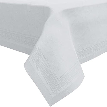 HOUZZKINGZ USA Paper Tablecloths for Rectangle Tables | 54” X 108” – 12 Pack | White Paper Disposable Tablecloth | 3-Ply Premium Paper & Plastic Table Cloths for Parties Disposable - size: 12 Pack