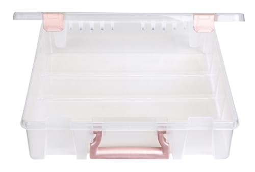 ArtBin Essentials 12 x 12 One-Compartment Craft Box, Clear | One Open Compartment, 15.25 x 14 x 3.5 Inches, Secure Latches, Stackable, Durable Polypropylene - color: Rose Gold