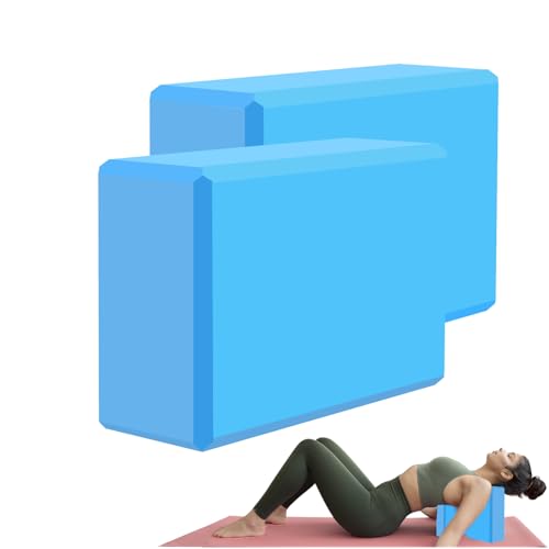 Yoga Block - Supportive Latex-Free Eva Foam - Soft Non-Slip Surface with Beveled Edges for Yoga, Pilates, Meditation - Yoga Accessories for Stability, Balance, Deepen Stretches - color: Light blue-2 Pack