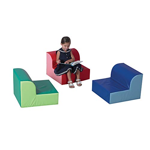 Children's Factory Library Trio Cozy Kids Chairs, Toddler Flexible Seating Classroom Furniture for Preschool or Daycare, 3-Pack | Easy to Clean Water-Resistant Vegan Leather Kids Chair, High Density Foam Toddler Chair for Preschool, Daycare, or Playrooms