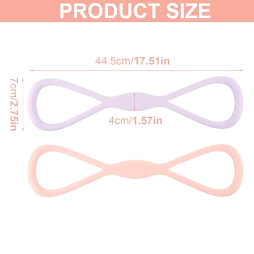 2Pack Figure 8 Resistance Bands for Women, 8 Shaped Rubber Exercise Band for Arms, Back, Shoulder Stretch with Handles, 15 Lbs Fitness Band for Home Yoga Gym Workout