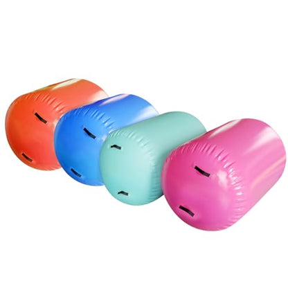 Inflatable Air Roller Mat with Pump for Gymnastics Training - color: mint green+pump, size: length 100cm,diameter 60cm