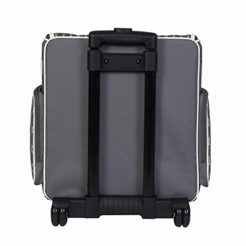 Everything Mary Rolling Scrapbook Storage Tote – Grey/White Diamond Craft Case for Paper, Binders, Beads, Scissors & Supplies – Telescoping Handle with Dual Wheels - color: Grey/White Diamond