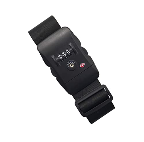 Heavy Duty Luggage Straps TSA Approved with Combination Lock Adjustable Travel Belt for Suitcases (Black) - color: Black-2