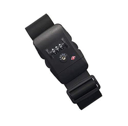 Heavy Duty Luggage Straps TSA Approved with Combination Lock Adjustable Travel Belt for Suitcases (Black) - color: Black-2