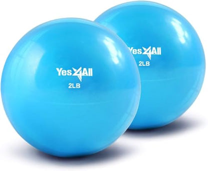 Yes4All Weighted Toning Balls for Exercise, Soft Medicine Balls for Exercise, Pilates, Yoga, Balance, Flexibility, 2-10lbs - color: Blue, style: D. Pair
