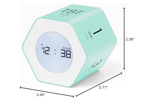 mooas Multi-Hexagon Clock Timer, Cube, Backlight, Countup/Down (Mint) | 6 Preset Times, Productivity Timer, 12/24H Clock, Battery Operated, Sound/Mute, Easy to Use, Exercise, Study, Cooking, Work - color: Mint