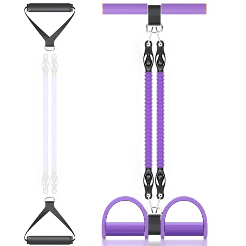 Multifunction Tension Rope, 2 Tubes Stretch Yoga Pedal Tension Strap, Adjustable Resistance, Tension Rope Fitness Equipment (Black) - color: Purple-2 Tubes