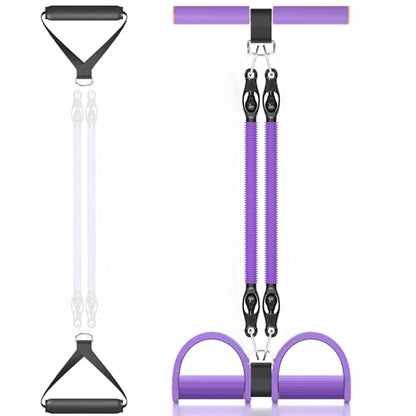 Multifunction Tension Rope, 2 Tubes Stretch Yoga Pedal Tension Strap, Adjustable Resistance, Tension Rope Fitness Equipment (Black) - color: Purple-2 Tubes