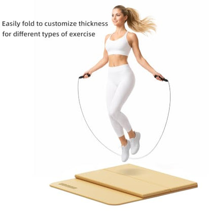 Yoga Mat Thick 10mm, Foldable Yoga Mat 75 x 26 x 0.4 Inches | Portable Workout Mat | Thick Cushioning Surface | Home Gym Exercise Mat | Pilates & Yoga Training - color: Orange