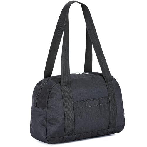 Mini Gym Bag for Women Girl 12 inch Small Gym Tote Lightweight Carry On Bag - color: Black