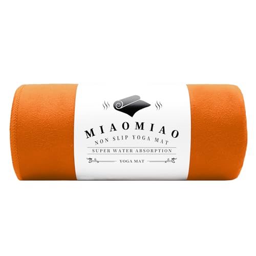 MIAOMIAO Non-Slip Hot Yoga Towel Set,Super Absorbent Microfiber in, 24.5" x 72" - Anti-Slip, Injury Free Design for Pilates, Yoga Mats, Exercise, and Fitness Gear - color: Orange