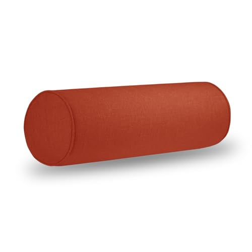 Tinbolunce Neck Roll Pillowcases with Zipper - Full Moon Bolster/Round Cylinder Pillow Case Cover for Bedroom, Living Room, Sofa - Solid Color Cervical Throw Pillow Covers - color: Orange, size: 6" x 18"