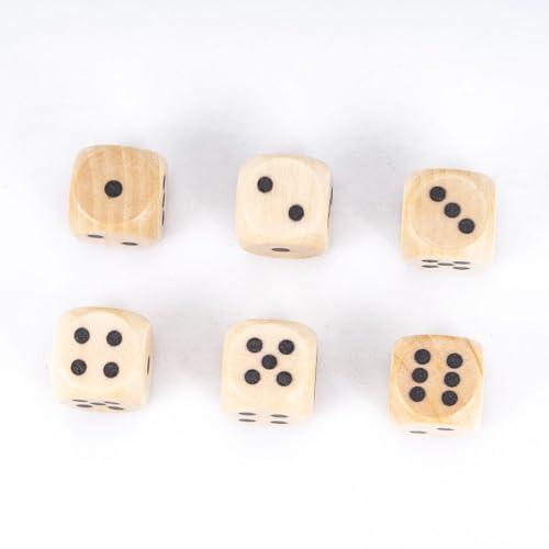 10PCS 16mm D6 Dice Set Wooden 6 Sided Dice for DND RPG Board Games - color: D6-black P