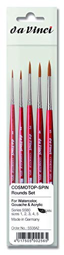 da Vinci Brushes 5508A2 5580 Spin Round (Sizes 1,2,3,4,5) Artist Brush Set, Black 5 - style: Spin Round Set