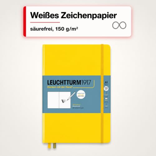 Leuchtturm1917 - Medium A5 Hardcover Sketchbook (Lemon) - 112 Pages of 150g/m² Paper - color: Lemon, size: Medium (A5)