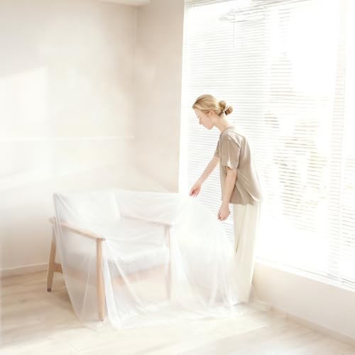 4 Rolls 8.9 x 65.6 ft Pre-Taped Masking Film, Plastic Drop Cloth with Tape | Plastic Sheeting Drop Cloth for Painting,Automotive Covering and Appliance Protection,Pre Taped painter,Plastic Sheeting Roll