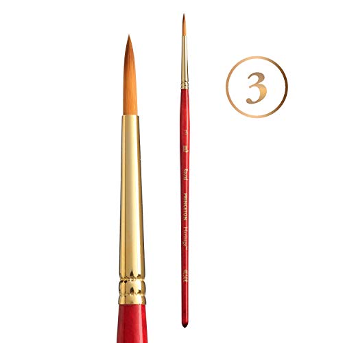 Princeton Heritage, Series 4050, Synthetic Sable Paint Brush for Watercolor, Round, 3 - size: Size 3
